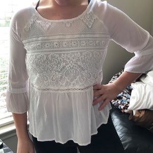 Lace detail bell sleeved top